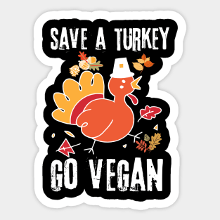 Save A Turkey Go Vegan Sticker
